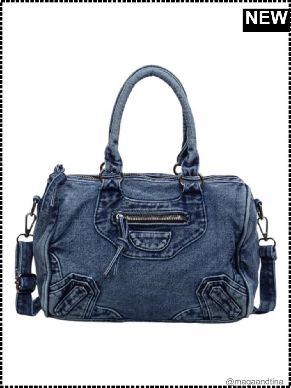 Denim Crossbody Bag Top Handle Jean Purse Tote Handbag Adjustable Strap